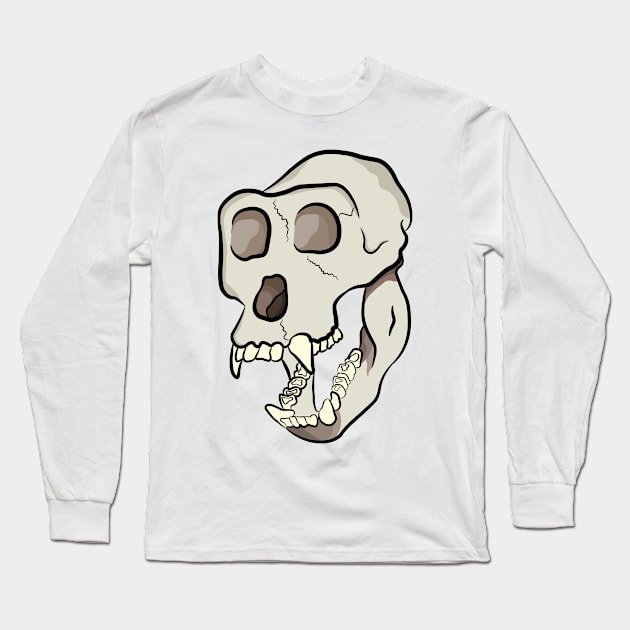 Monkey skull with big fang teeth Long Sleeve T-Shirt by Captain-Jackson